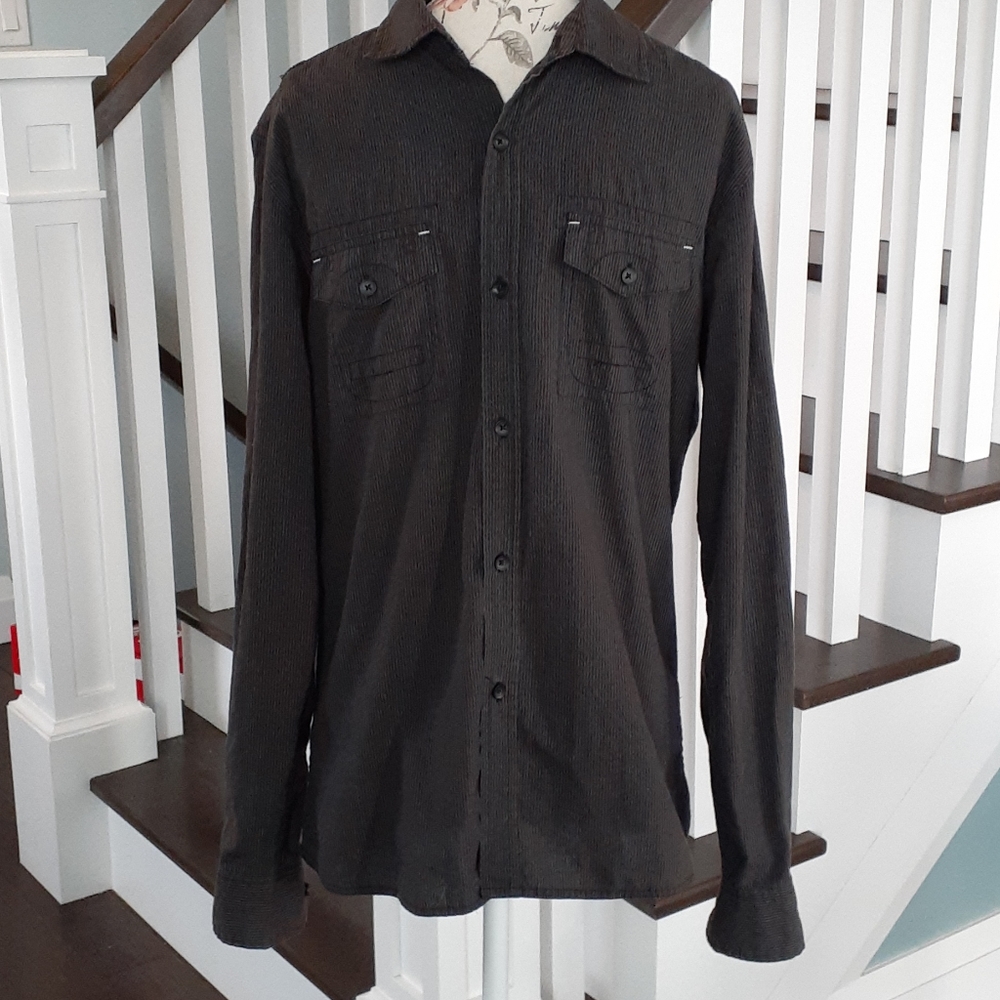 + Moto charcoal grey and black striped shirt